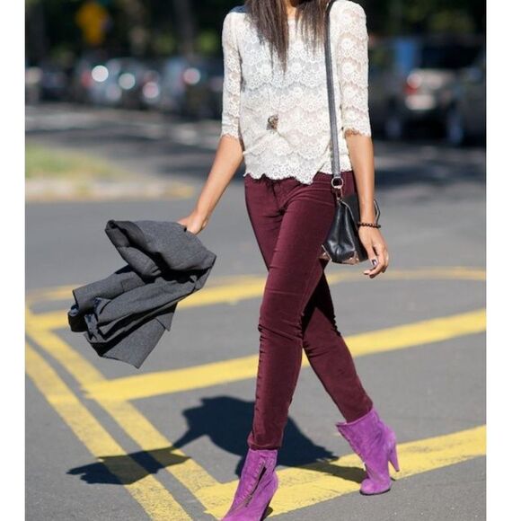 Y2K Paige Peg Skinny Slim Jeans Women’s 28 Burgundy Maroon Swiftie Academia Vamp - Picture 6 of 14